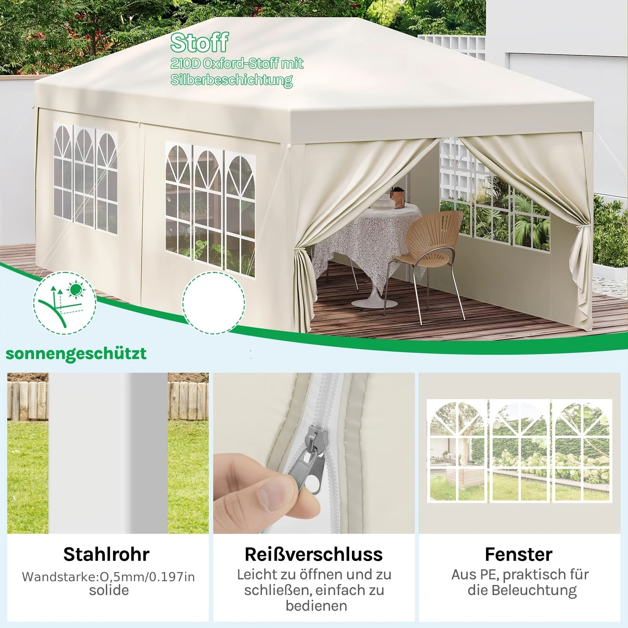 Gartenlauben, 3x6m für Garten und Terrasse – Detailansicht 9