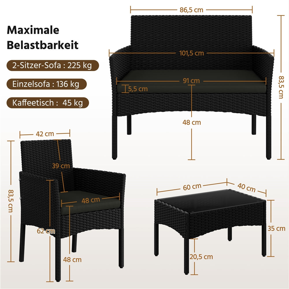 Gartenmöbel-Set, Grau für Balkon und Garten – Detailansicht 4