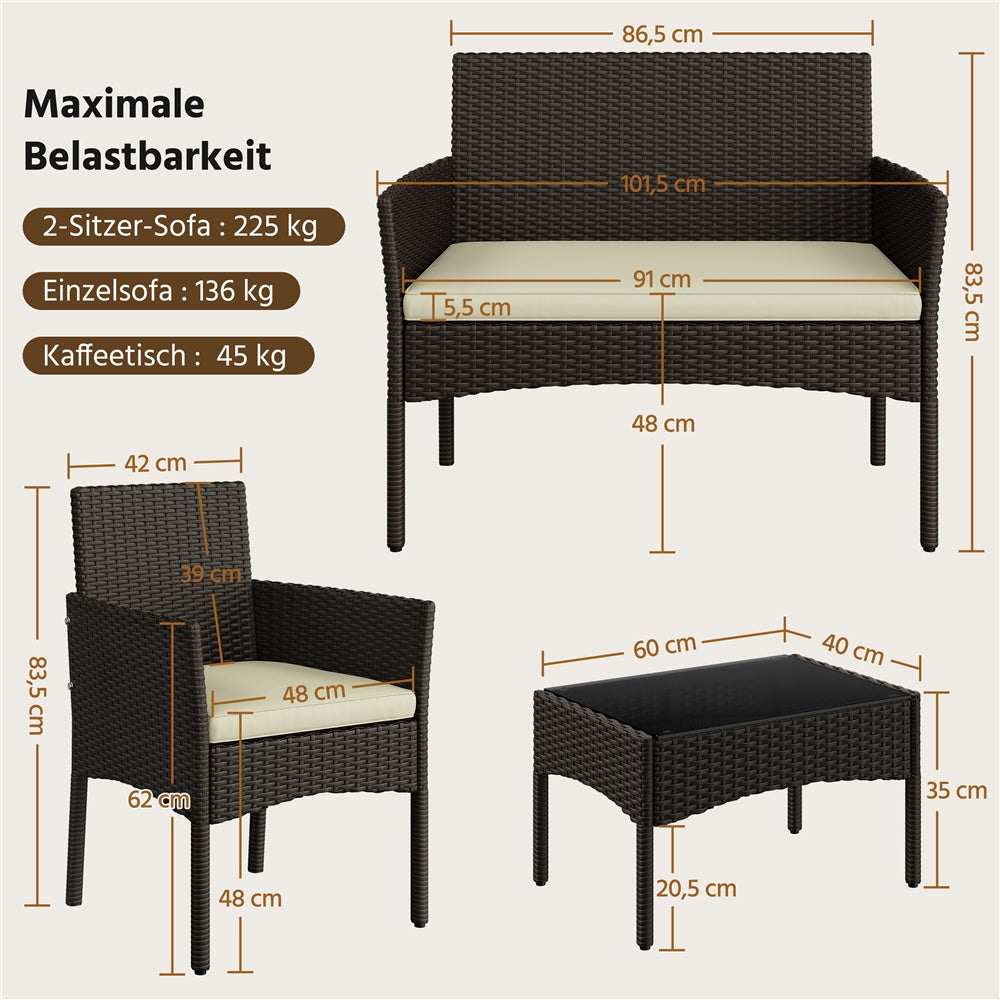 Gartenmöbel-Set, Grau für Balkon und Garten – Detailansicht 8