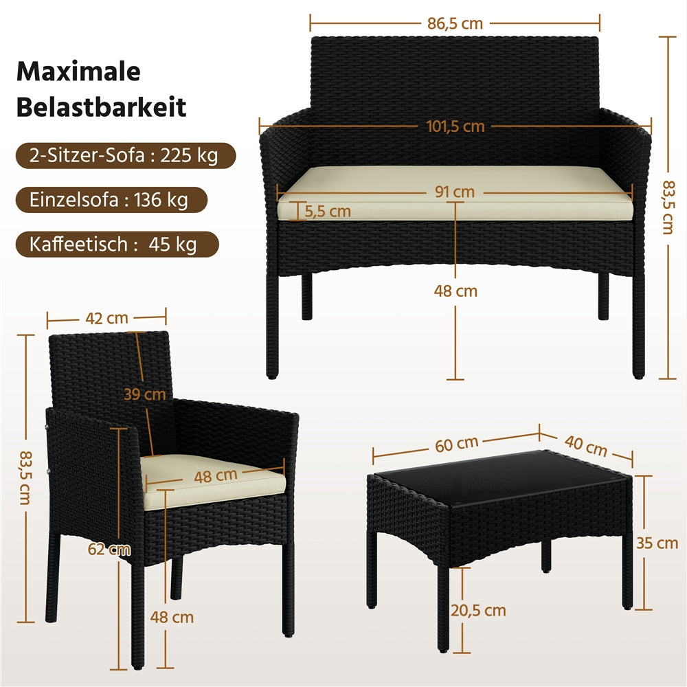 Gartenmöbel-Set, Grau für Balkon und Garten – Detailansicht 16