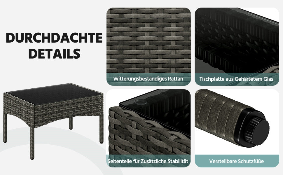 Gartenmöbel-Set, Grau für Balkon und Garten – Detailansicht 23