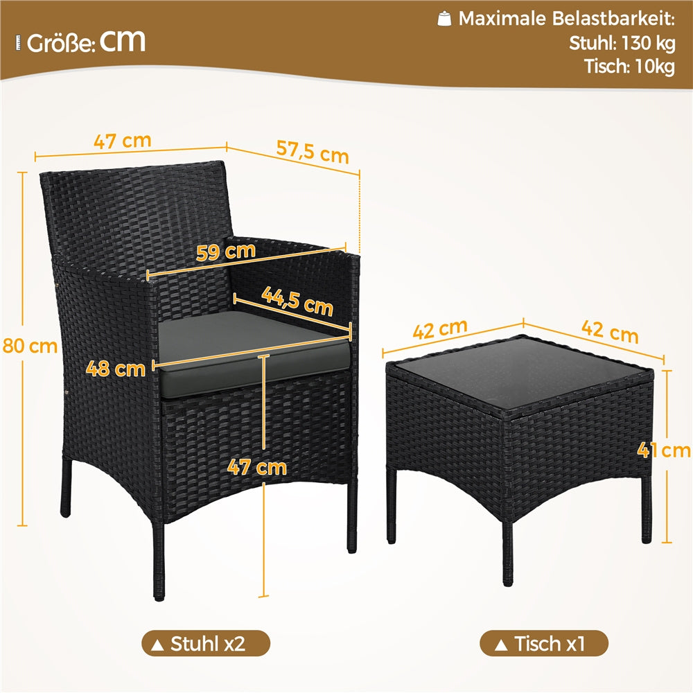 Gartenmöbel-Set, Schwarz & Khaki für Garten – Detailansicht 3