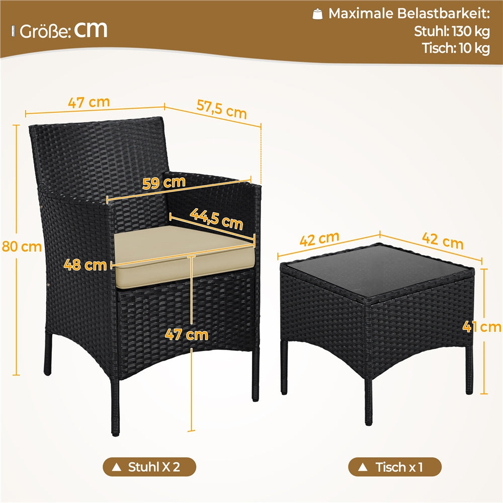 Gartenmöbel-Set, Schwarz & Khaki für Garten – Detailansicht 12