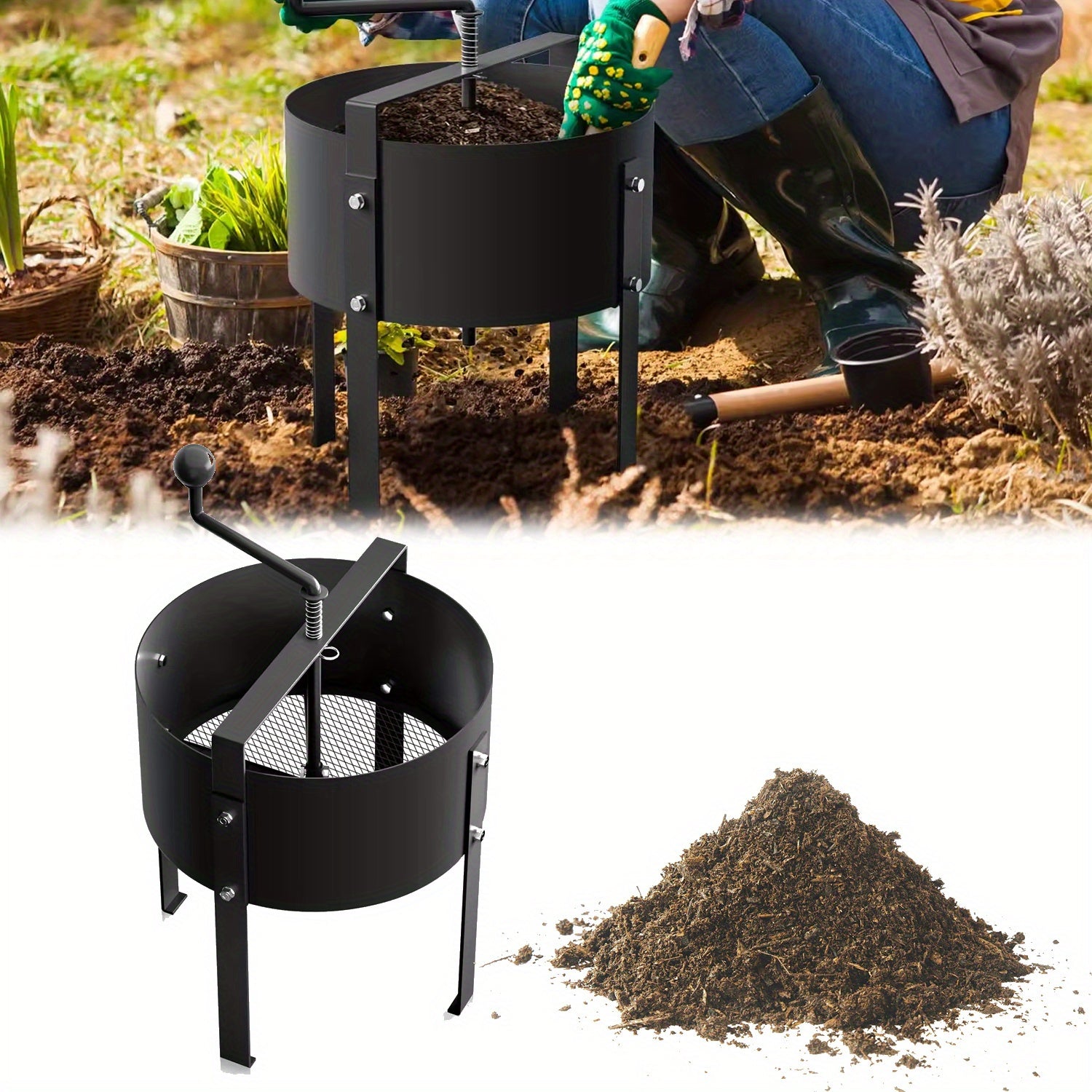 Gartensieb Kompostsieb, Schwarz für Garten und Terrasse – Hauptansicht