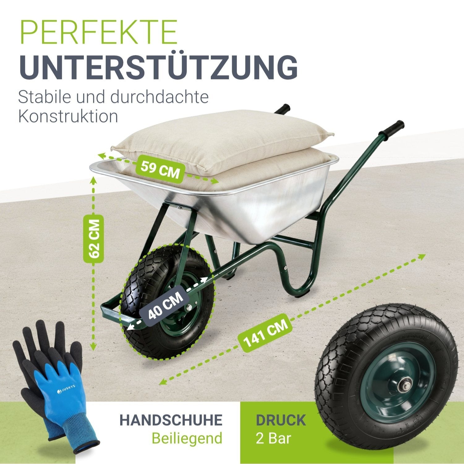 Gartenwagen, Silber für Garten und Terrasse – Detailansicht 7