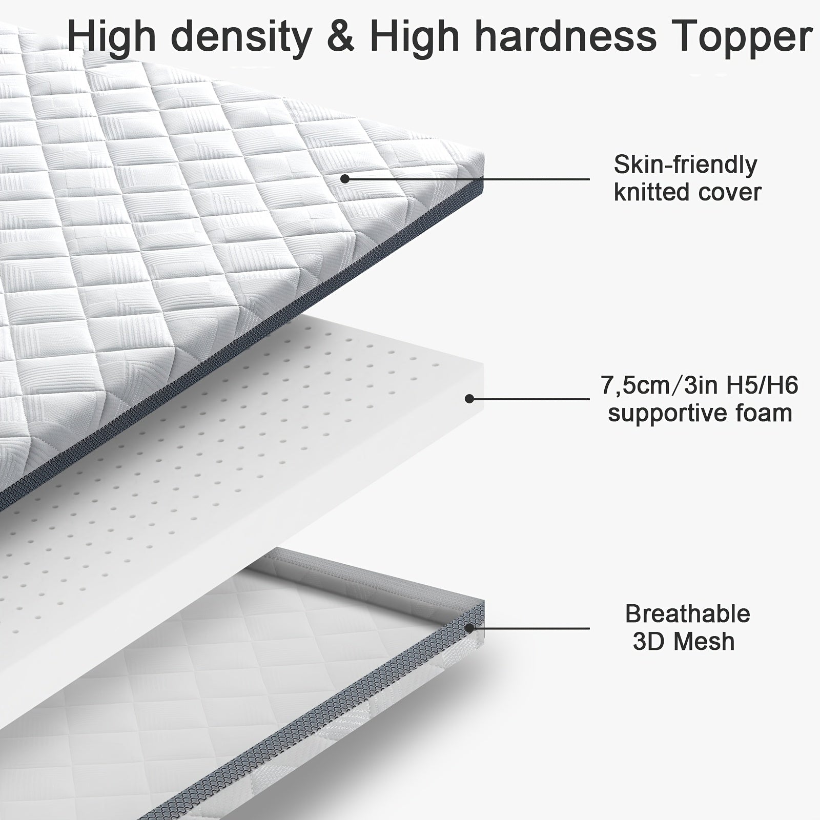 Gel-Matratzenauflage, 7,5 cm für Schlafzimmer und Bett – Detailansicht 9