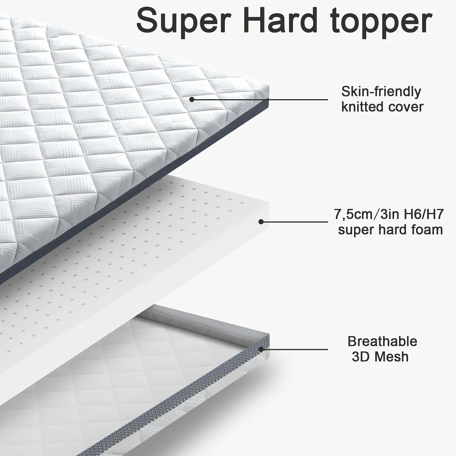 Gel-Matratzenauflage, 7,5 cm für Schlafzimmer und Bett – Detailansicht 23