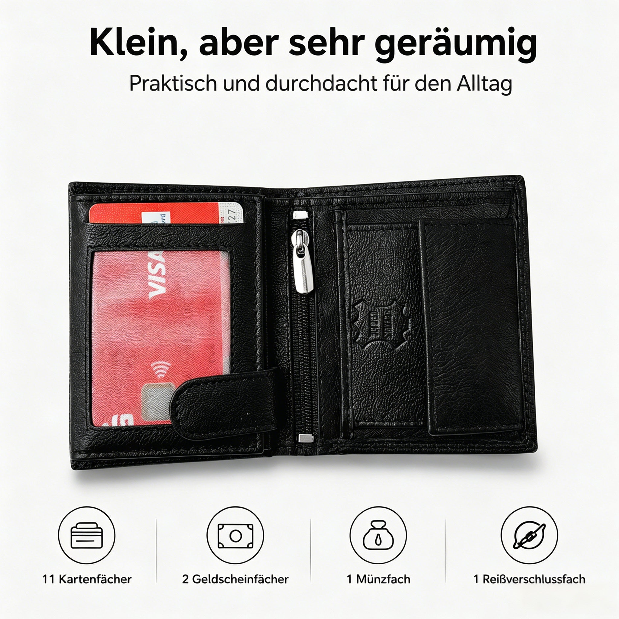 Geldbeutel, 11 Kartenfächer Hochformat für Zuhause – Detailansicht 2