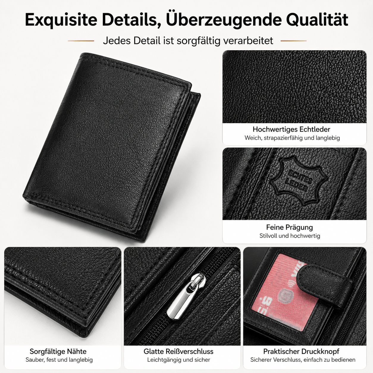 Geldbeutel, 11 Kartenfächer Hochformat für Zuhause – Detailansicht 6