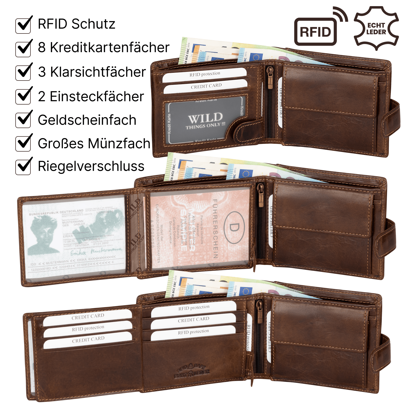 Geldbeutel, Braun für Zuhause – Detailansicht 9