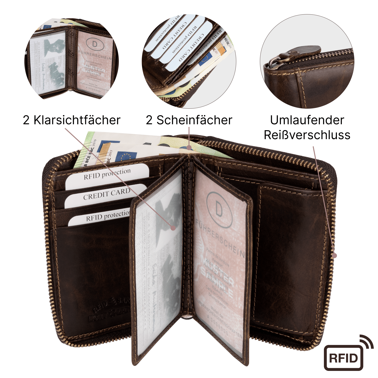 Geldbeutel, Leder für Alltag und Zuhause – Detailansicht 10