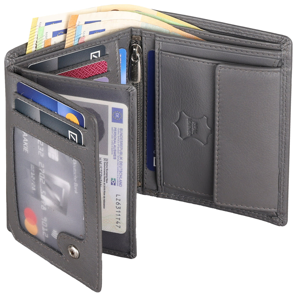 Geldbeutel, Leder Geldbörse Herren Portemonnaie RFID Hochformat für Alltag – Detailansicht 11