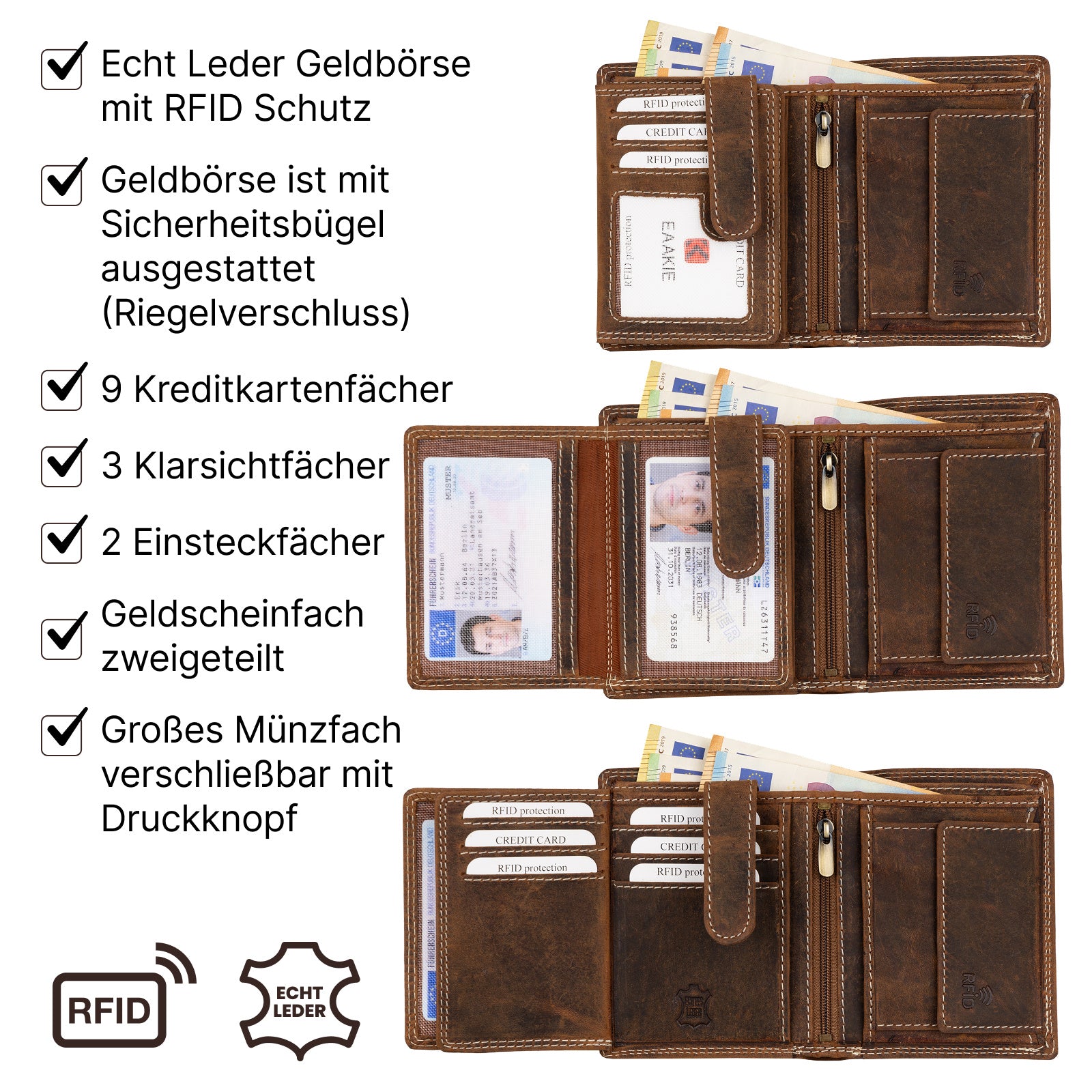 Geldbeutel, Tan für Zuhause und Alltag – Detailansicht 3