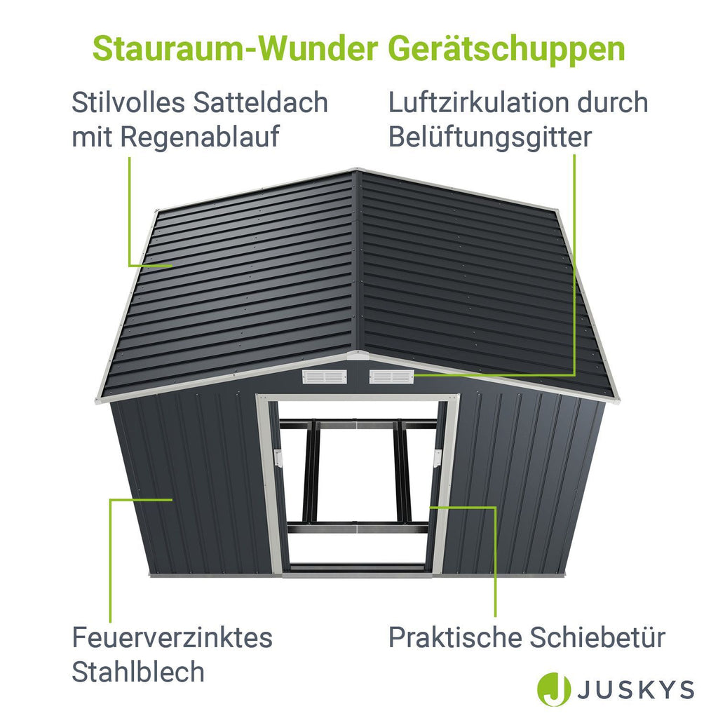 Gerätehaus Geräteschuppen Schuppen Metall Pultdach, anthrazitfarben für Garten und Terrasse – Detailansicht 2