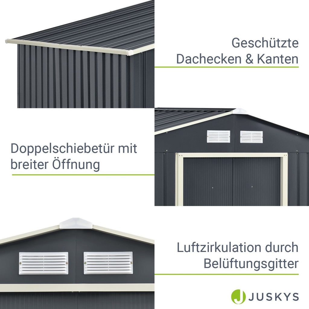 Gerätehaus Geräteschuppen Schuppen Metall Pultdach, anthrazitfarben für Garten und Terrasse – Detailansicht 5