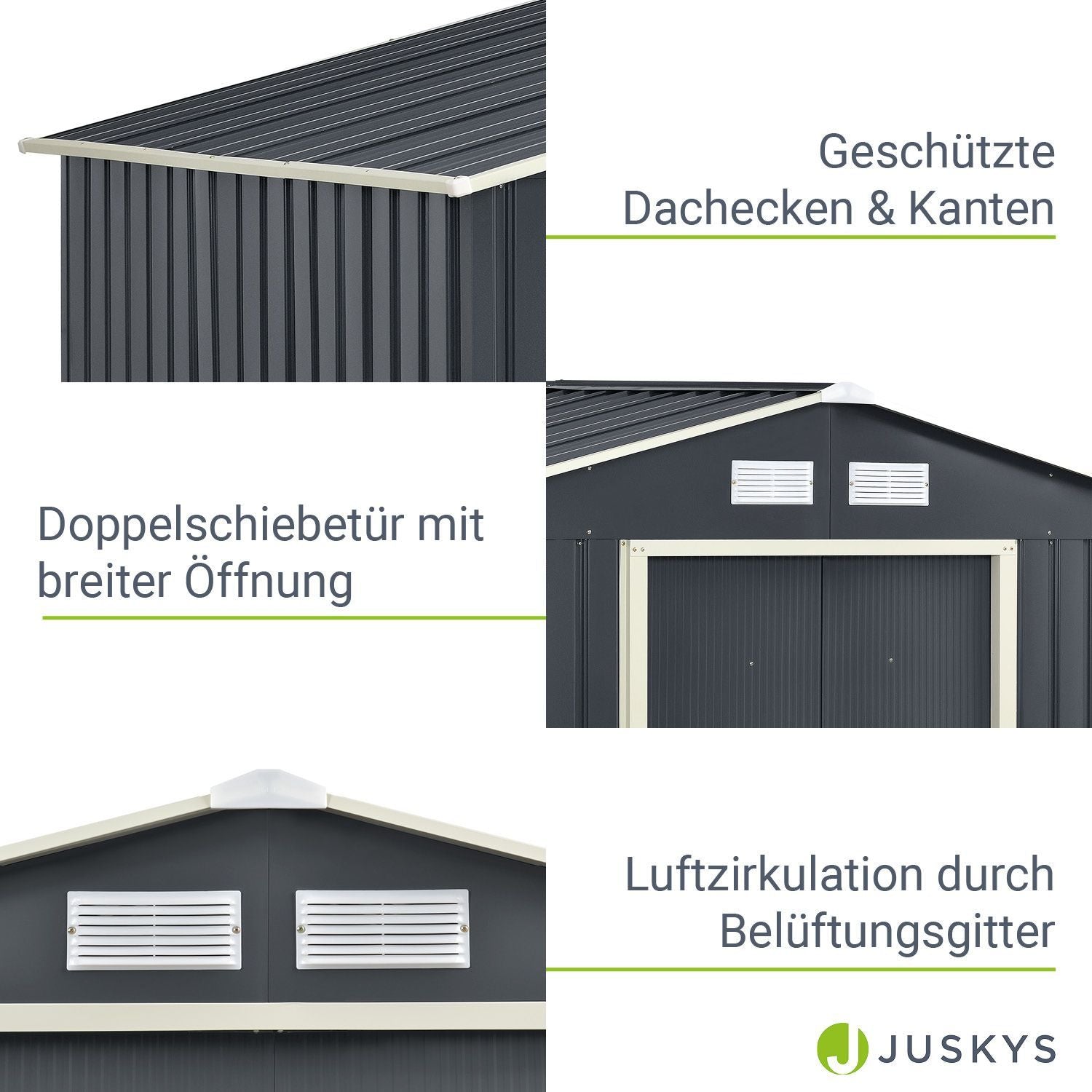 Gerätehaus Geräteschuppen Schuppen Metall Pultdach, anthrazitfarben für Garten und Terrasse – Detailansicht 5