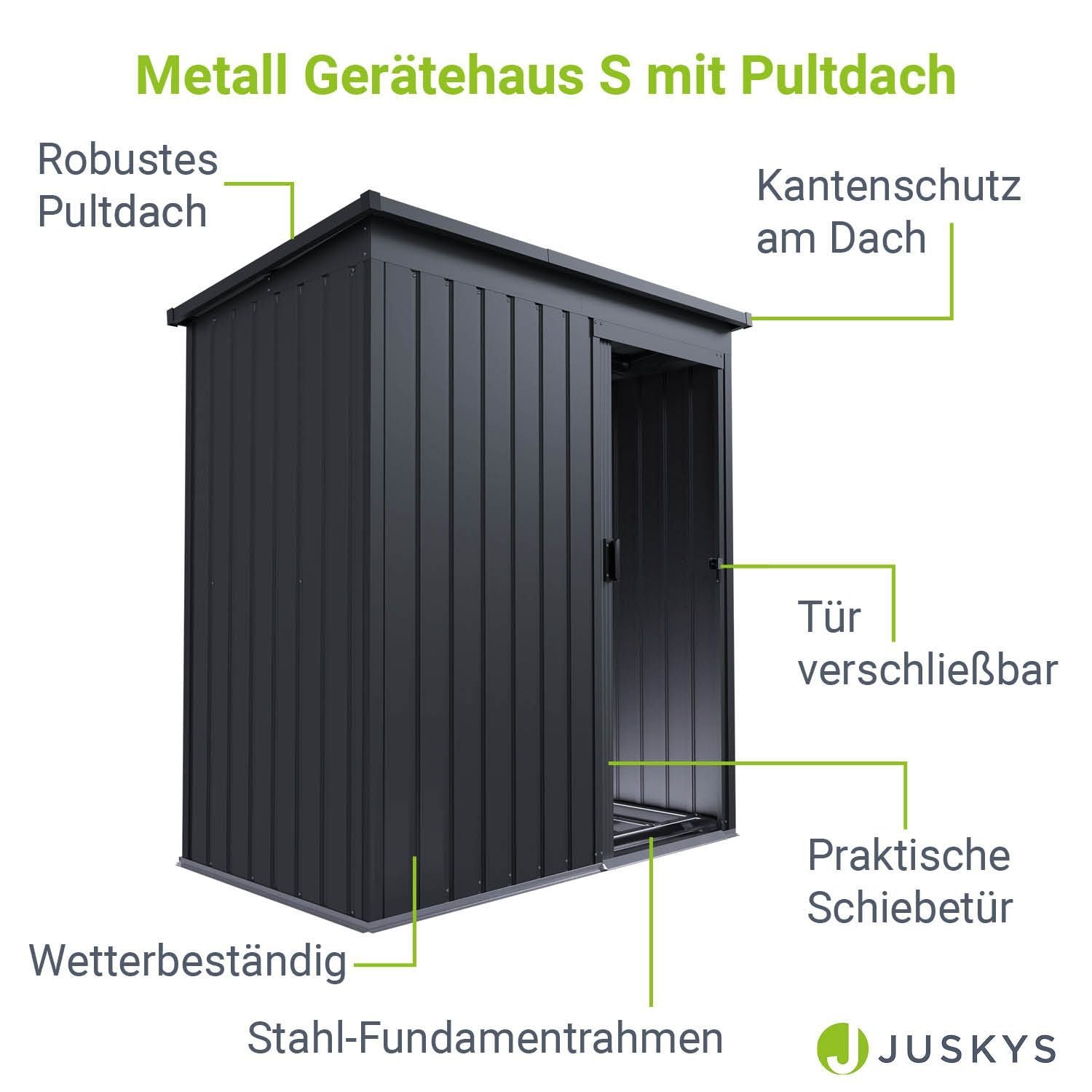 Gerätehaus Geräteschuppen Schuppen Metall Pultdach, anthrazitfarben für Garten und Terrasse – Detailansicht 25