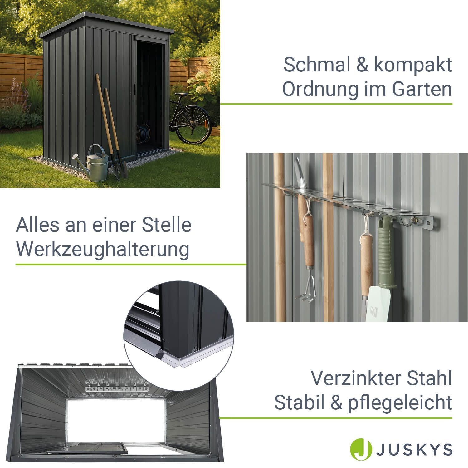 Gerätehaus Geräteschuppen Schuppen Metall Pultdach, anthrazitfarben für Garten und Terrasse – Detailansicht 27