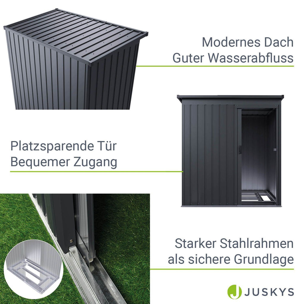 Gerätehaus Geräteschuppen Schuppen Metall Pultdach, anthrazitfarben für Garten und Terrasse – Detailansicht 28