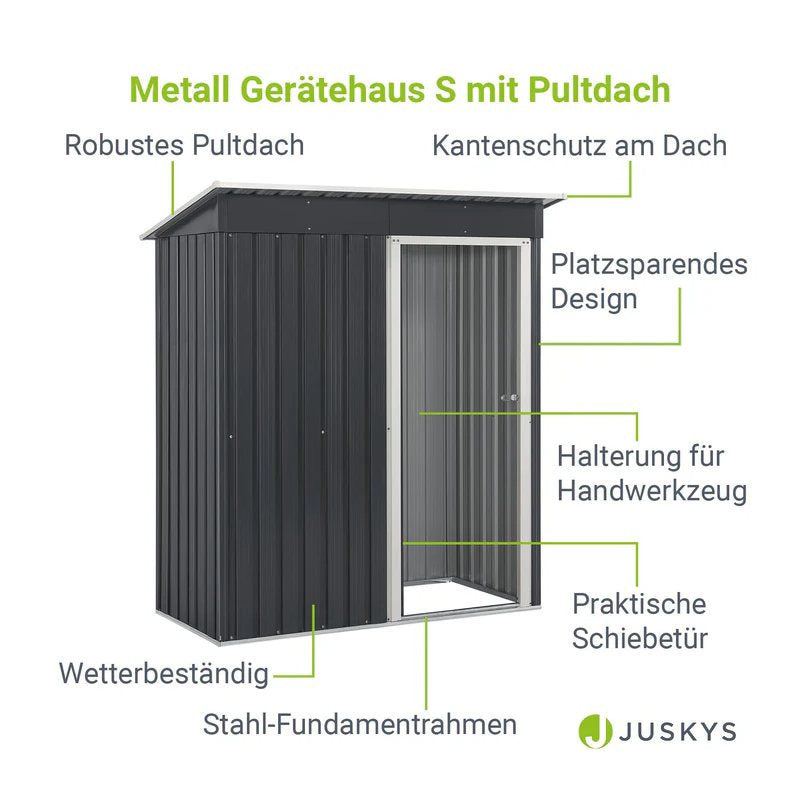 Gerätehaus Geräteschuppen Schuppen Metall Pultdach, anthrazitfarben für Garten und Terrasse – Detailansicht 35