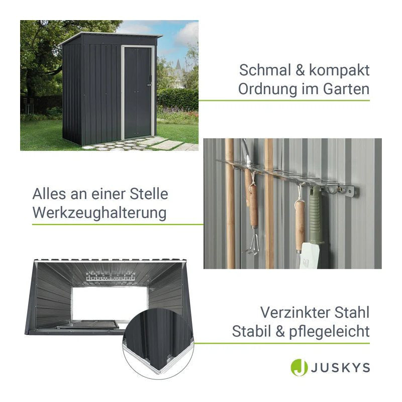 Gerätehaus Geräteschuppen Schuppen Metall Pultdach, anthrazitfarben für Garten und Terrasse – Detailansicht 37