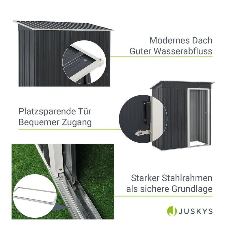 Gerätehaus Geräteschuppen Schuppen Metall Pultdach, anthrazitfarben für Garten und Terrasse – Detailansicht 38