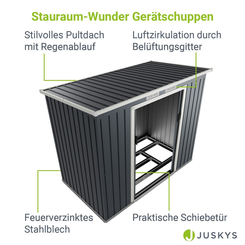 Gerätehaus Geräteschuppen Schuppen Metall Pultdach, anthrazitfarben für Garten und Terrasse – Detailansicht 43