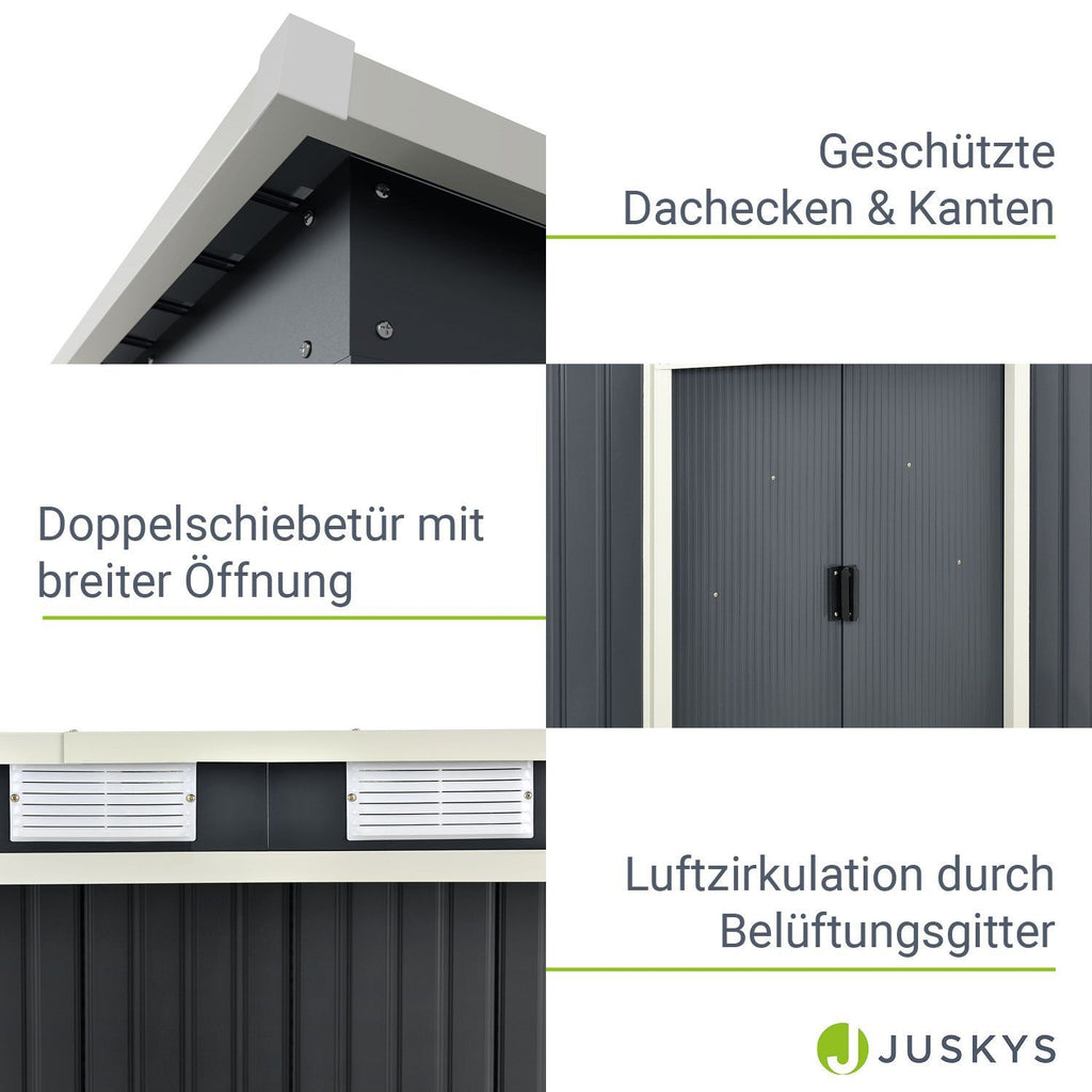 Gerätehaus Geräteschuppen Schuppen Metall Pultdach, anthrazitfarben für Garten und Terrasse – Detailansicht 46