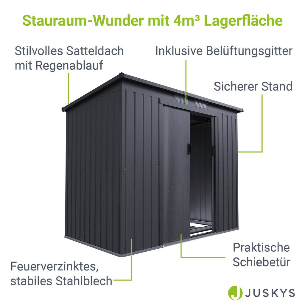 Gerätehaus Geräteschuppen Schuppen Metall Pultdach, anthrazitfarben für Garten und Terrasse – Detailansicht 53