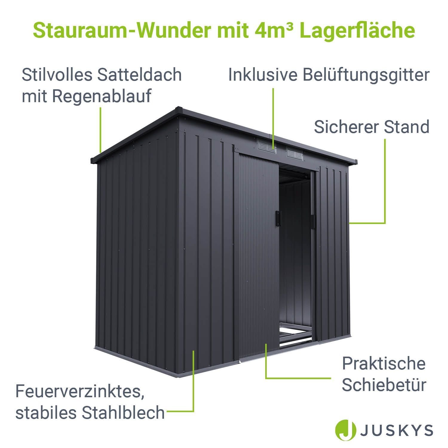 Gerätehaus Geräteschuppen Schuppen Metall Pultdach, anthrazitfarben für Garten und Terrasse – Detailansicht 53