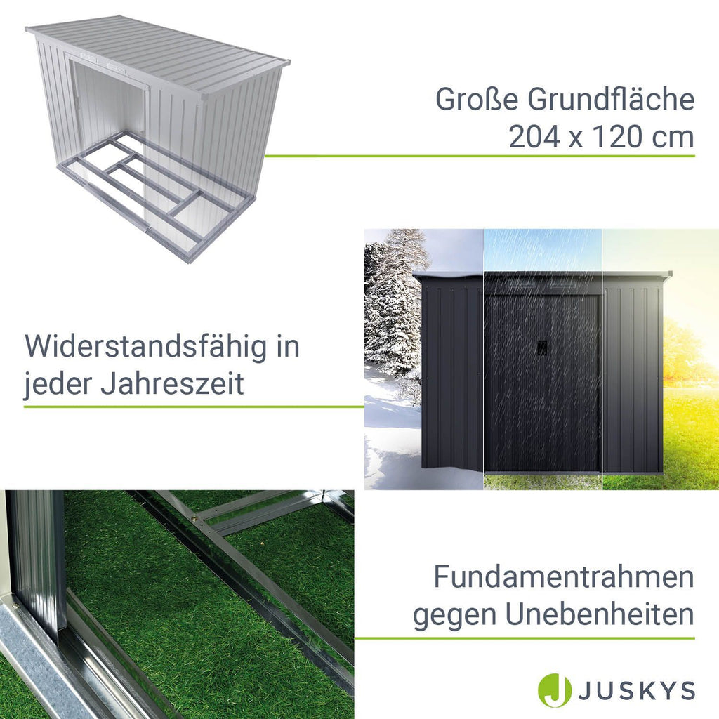 Gerätehaus Geräteschuppen Schuppen Metall Pultdach, anthrazitfarben für Garten und Terrasse – Detailansicht 55