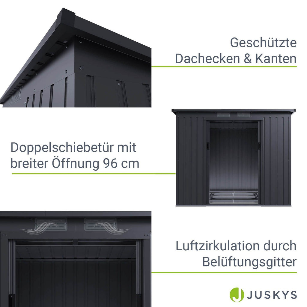 Gerätehaus Geräteschuppen Schuppen Metall Pultdach, anthrazitfarben für Garten und Terrasse – Detailansicht 56