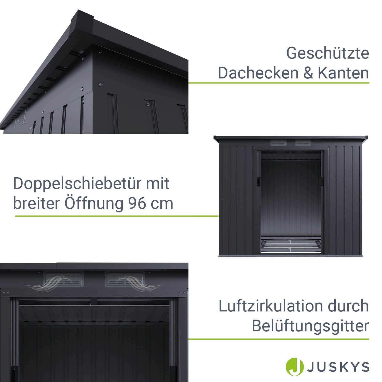 Gerätehaus Geräteschuppen Schuppen Metall Pultdach, anthrazitfarben für Garten und Terrasse – Detailansicht 56