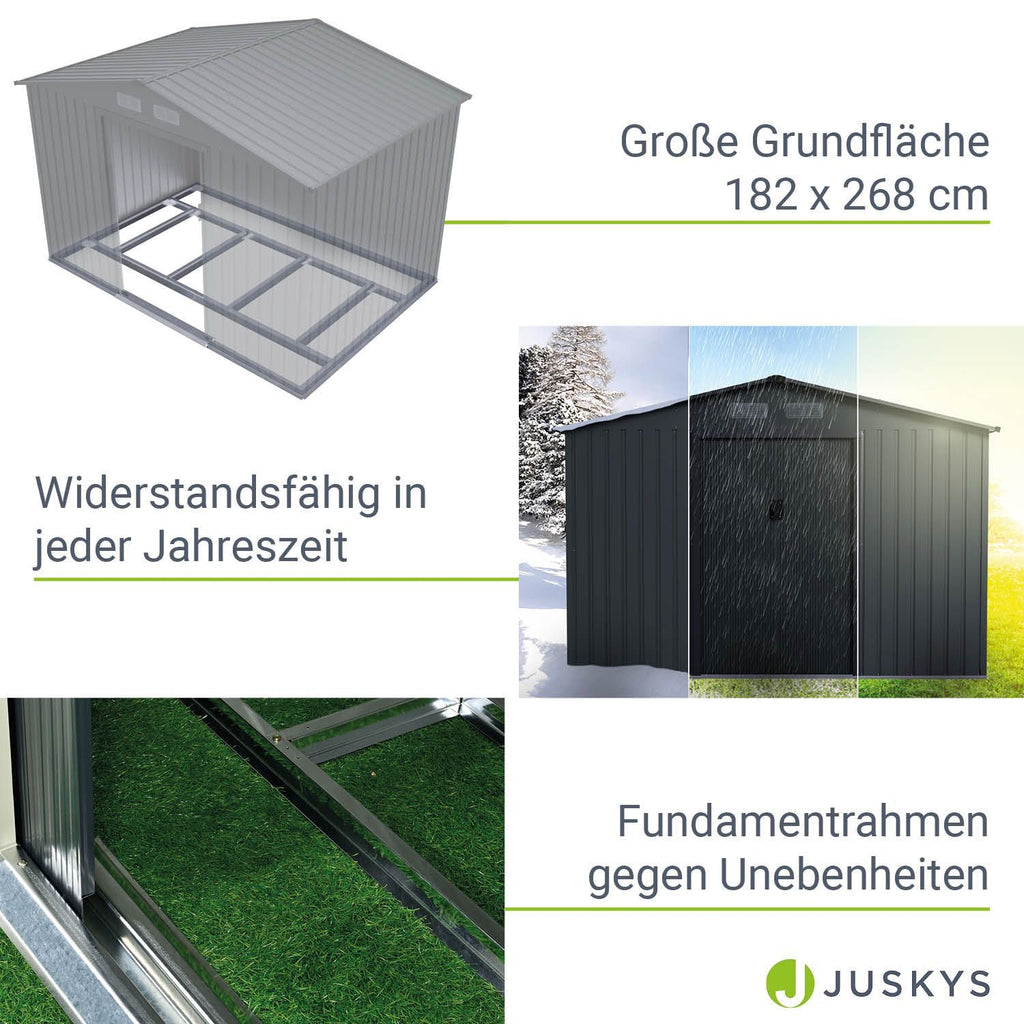 Gerätehaus Geräteschuppen Schuppen Metall Pultdach, anthrazitfarben für Garten und Terrasse – Detailansicht 65