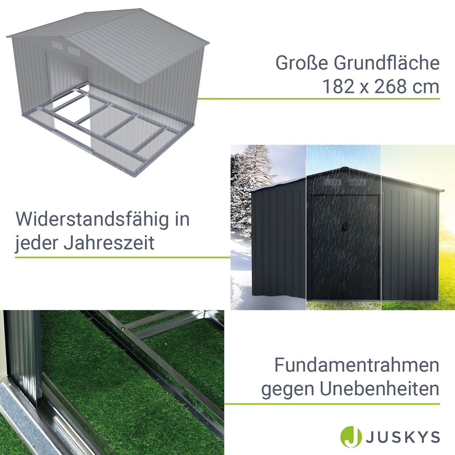 Gerätehaus Geräteschuppen Schuppen Metall Pultdach, anthrazitfarben für Garten und Terrasse – Detailansicht 65