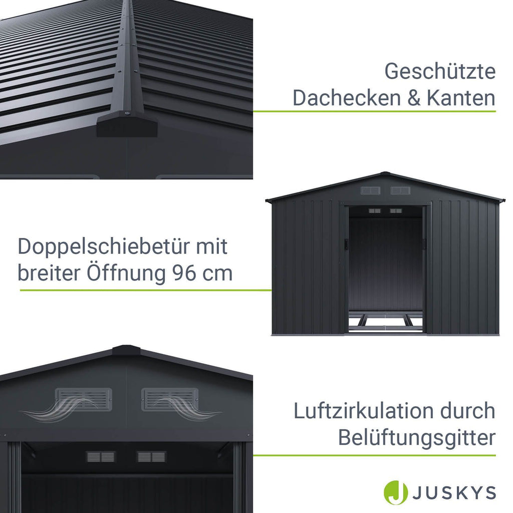 Gerätehaus Geräteschuppen Schuppen Metall Pultdach, anthrazitfarben für Garten und Terrasse – Detailansicht 66