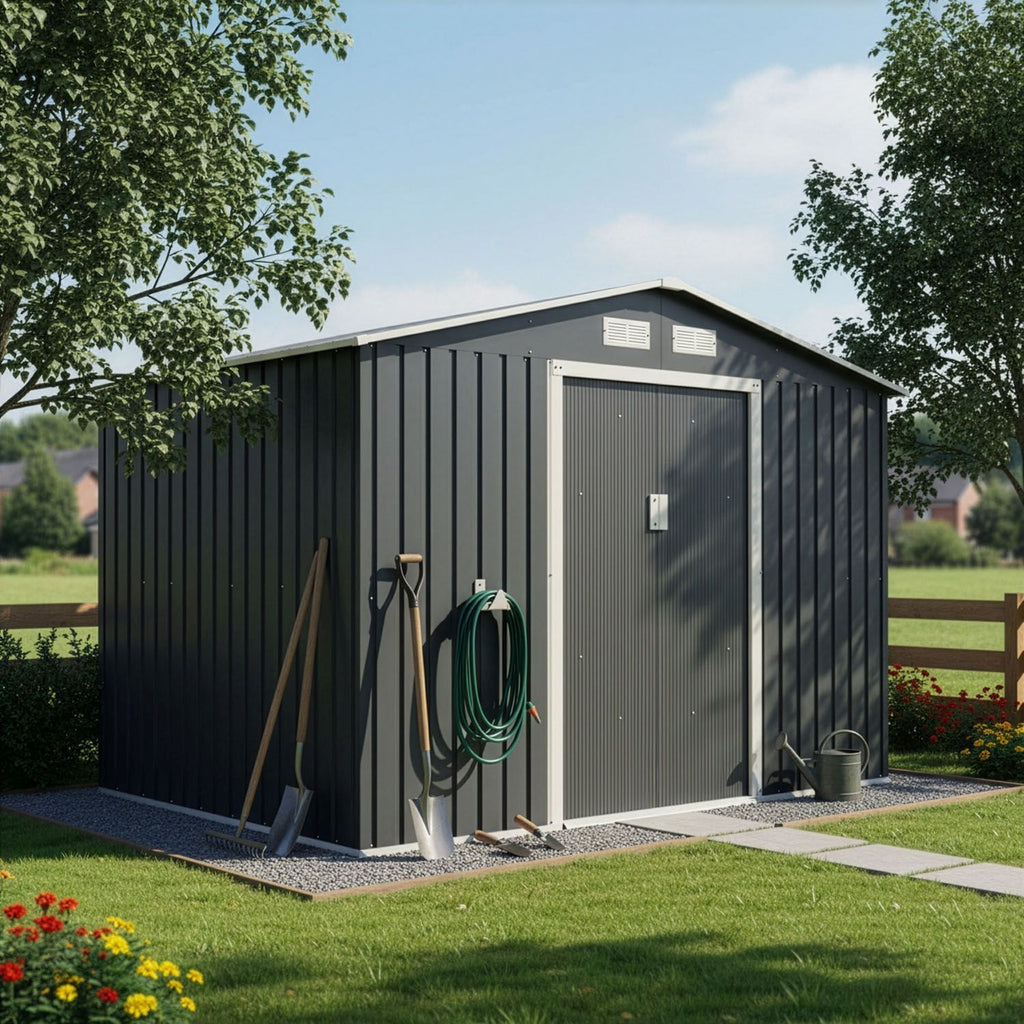 Gerätehaus Geräteschuppen Schuppen Metall Pultdach, anthrazitfarben für Garten und Terrasse – Detailansicht 72