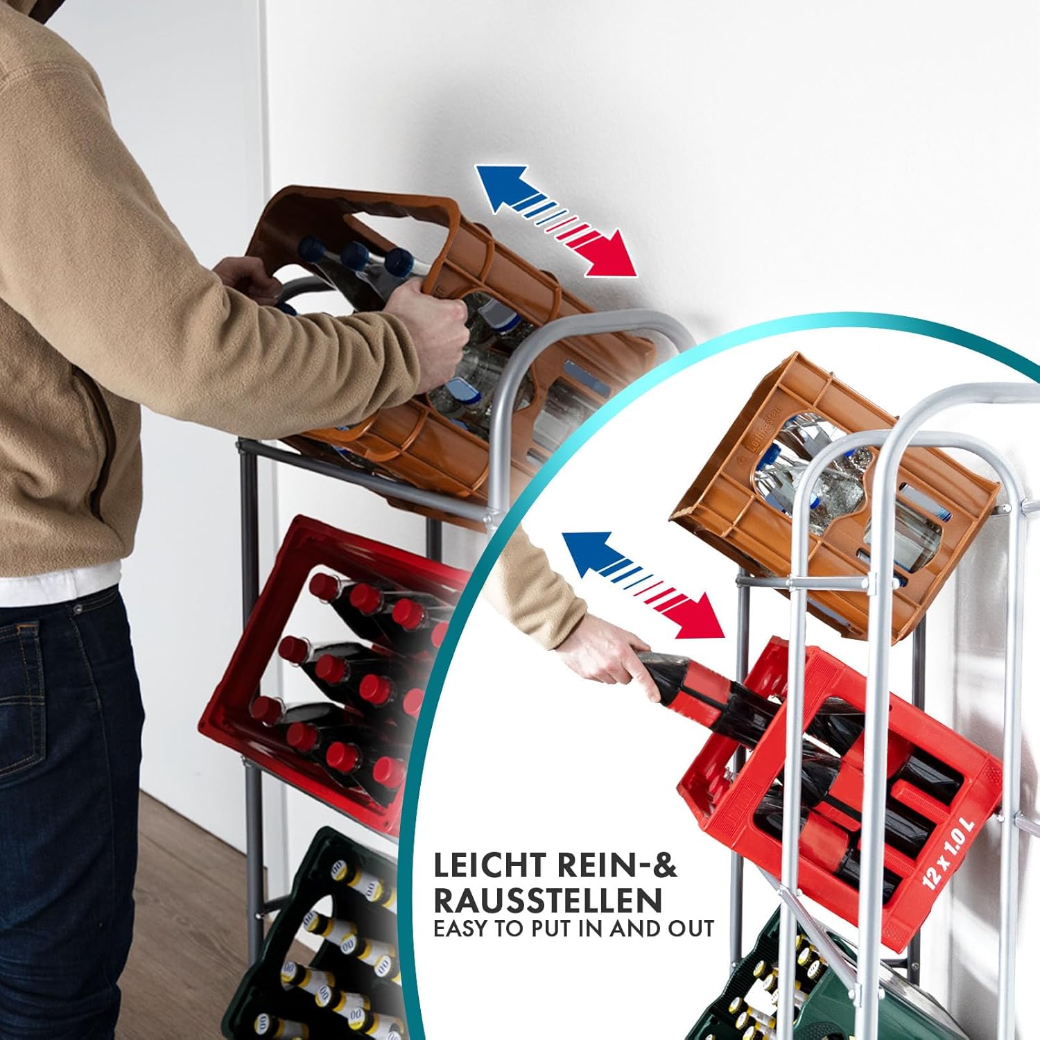 Getränkekistenregal Rocket, Metall für Getränkekästen, KARAT Regal Rocket und Alltag – Detailansicht 5