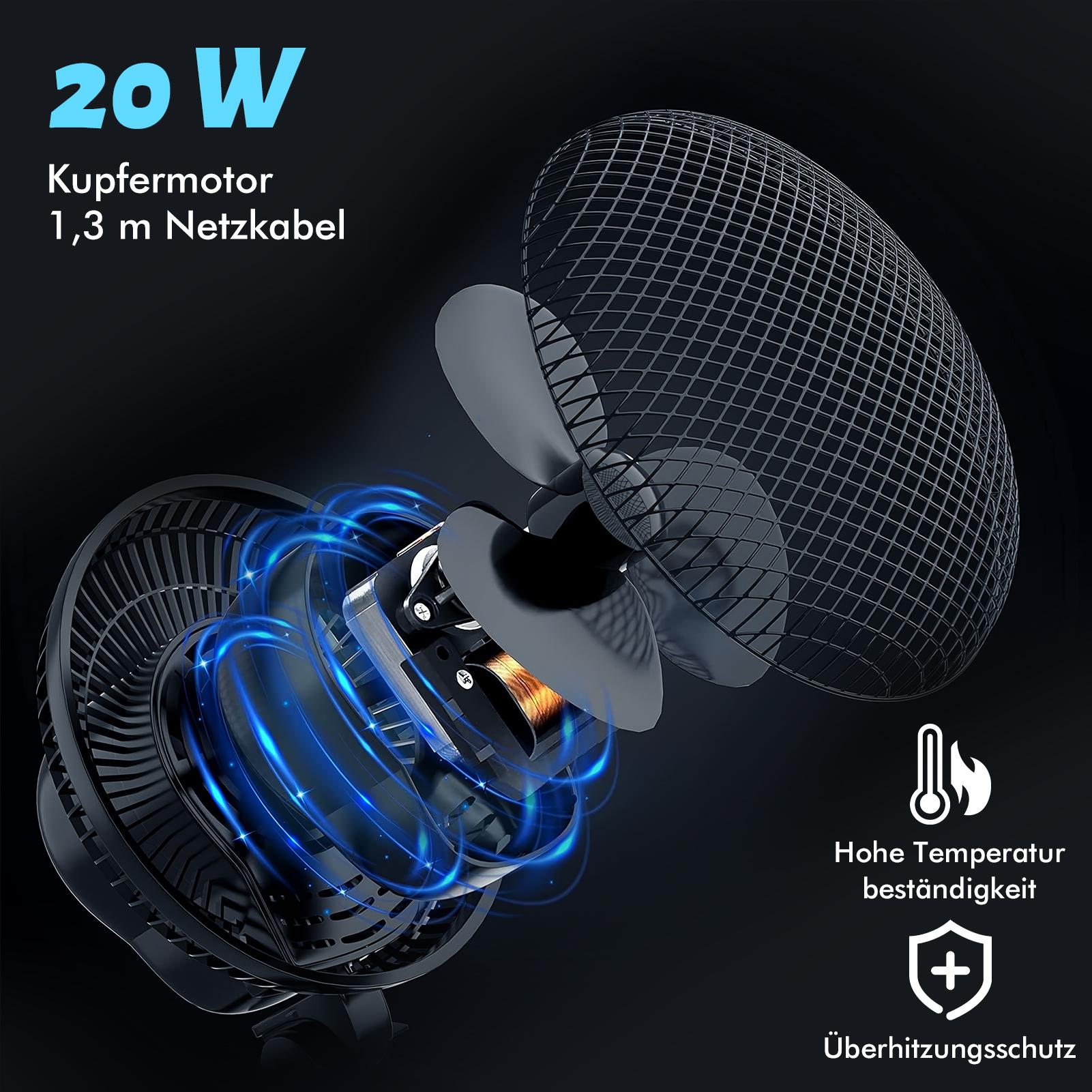 Gewächshaus Ventilator Klemmventilator Pflanzlager, Schwarz für Fahrzeug und unterwegs – Detailansicht 2
