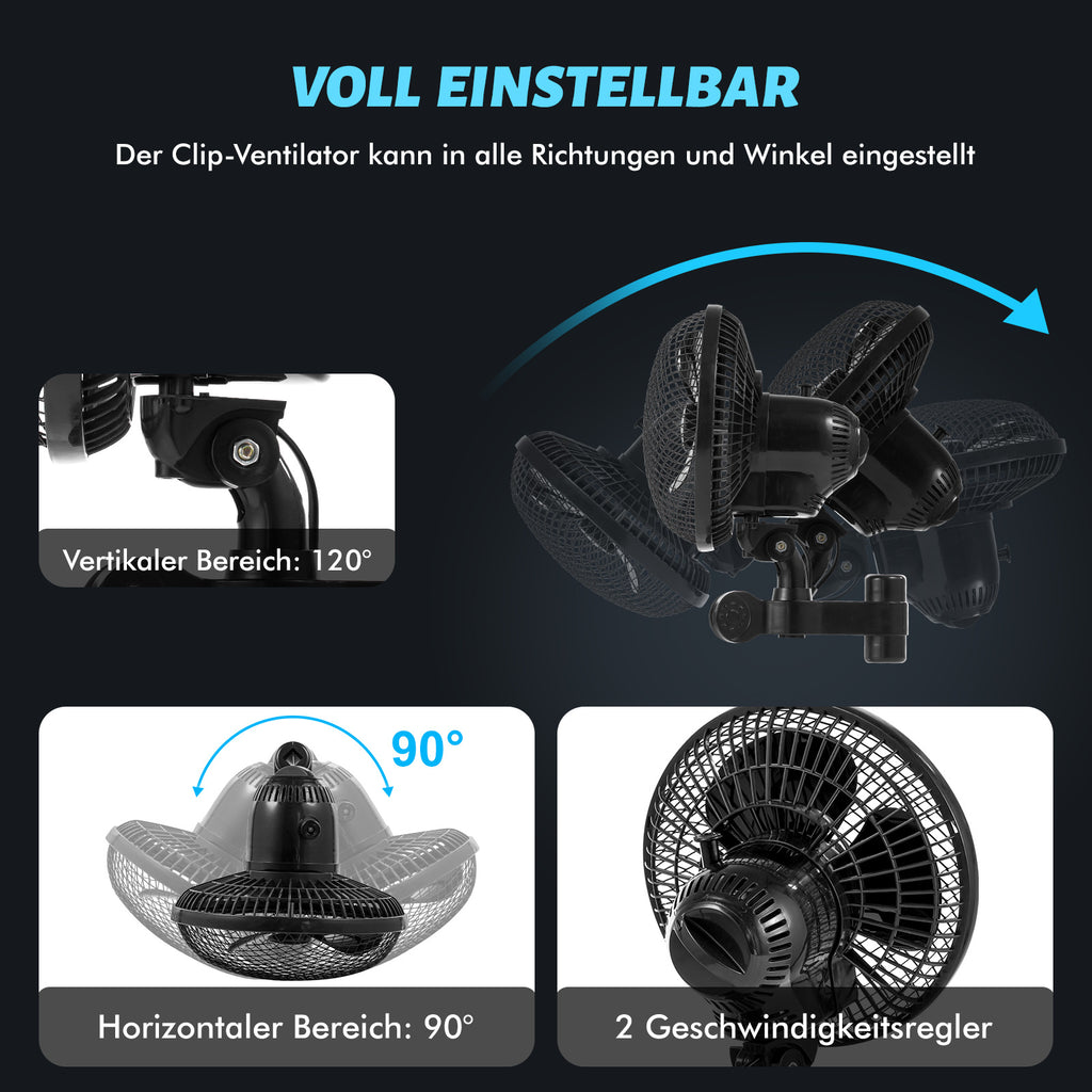 Gewächshaus Ventilator Klemmventilator Pflanzlager, Schwarz für Fahrzeug und unterwegs – Detailansicht 9