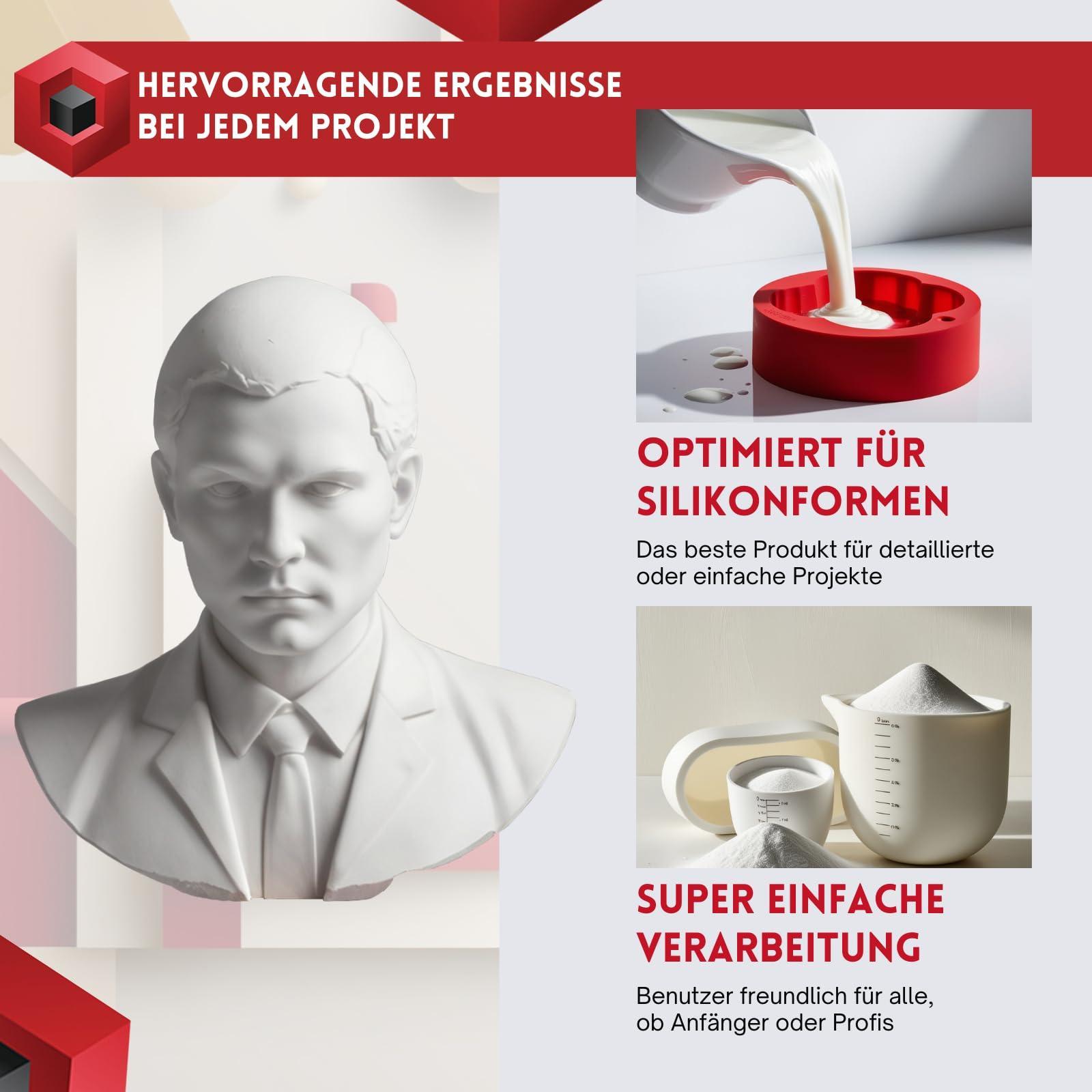Giesspulver hochweiß detailgenau Xyrarock, 5kg für Figuren Modelle für Silikonformen Maximale und Alltag – Detailansicht 7