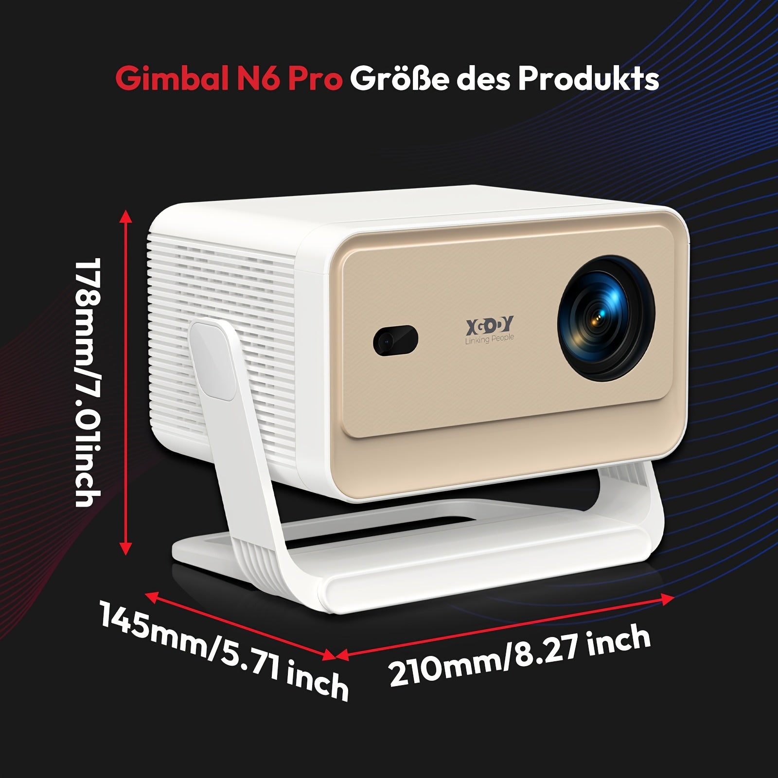 Gimbal N6 Pro Projektor, 360° drehbar für Alltag und Zuhause – Detailansicht 2