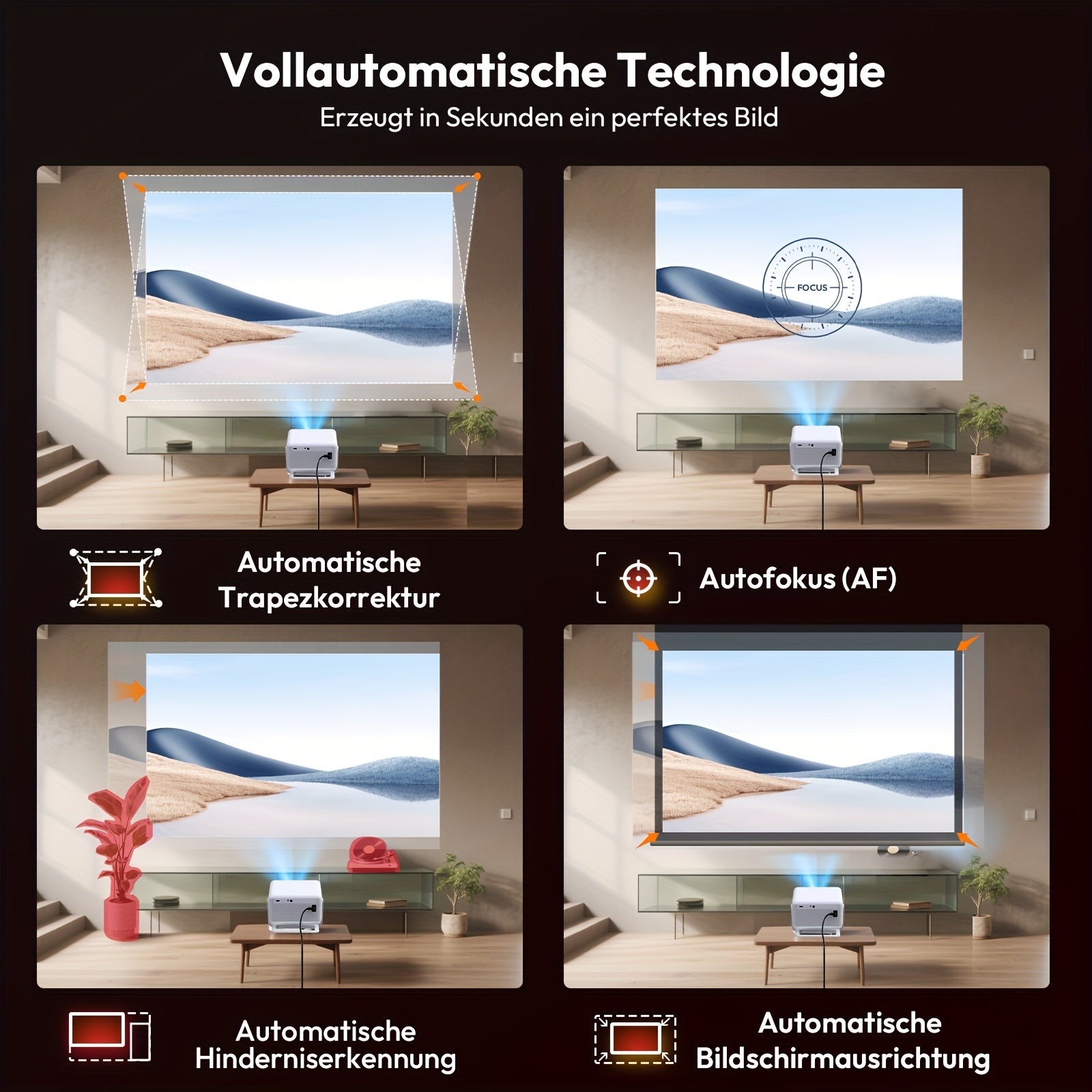 Gimbal N6 Pro Projektor, 360° drehbar für Alltag und Zuhause – Detailansicht 5