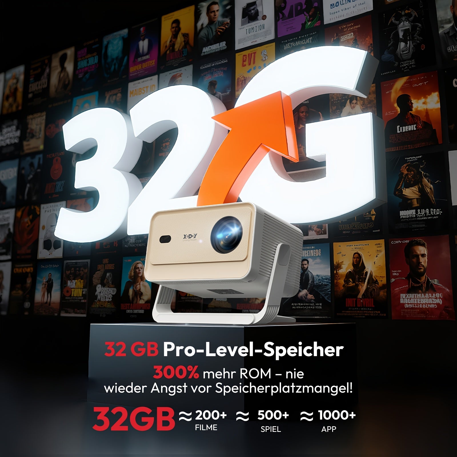 Gimbal N6 Pro Projektor, 360° drehbar für Alltag und Zuhause – Detailansicht 6