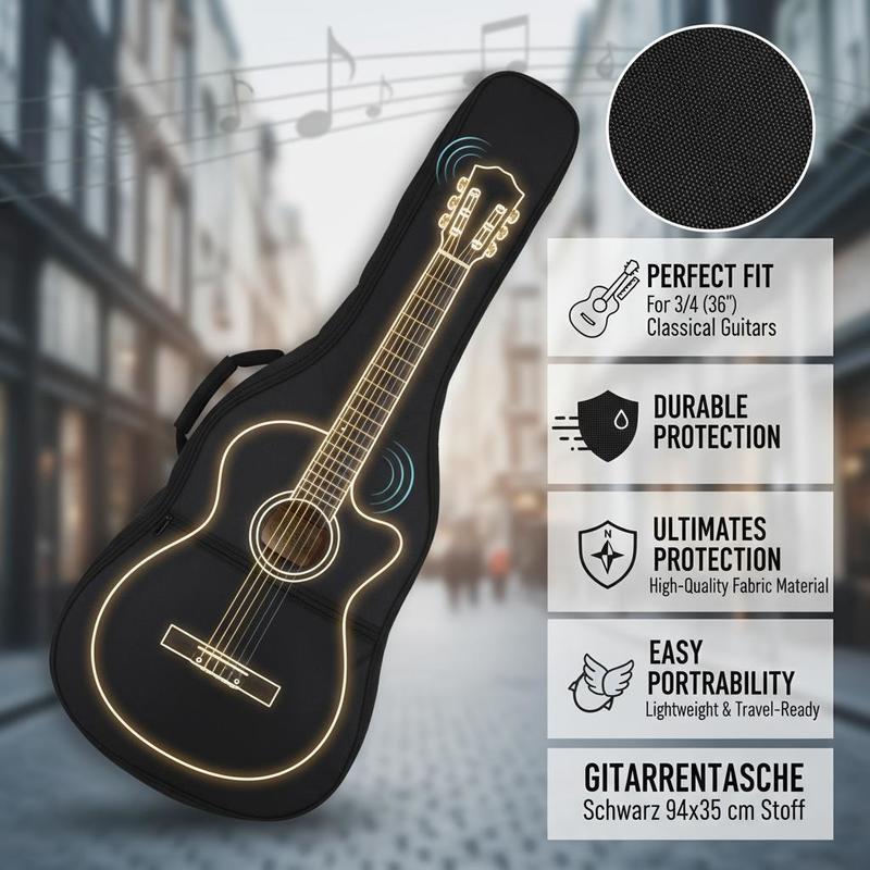 Gitarrenkasten 94x35cm, Schwarz für klassische Gitarre 3 und Alltag – Detailansicht 5