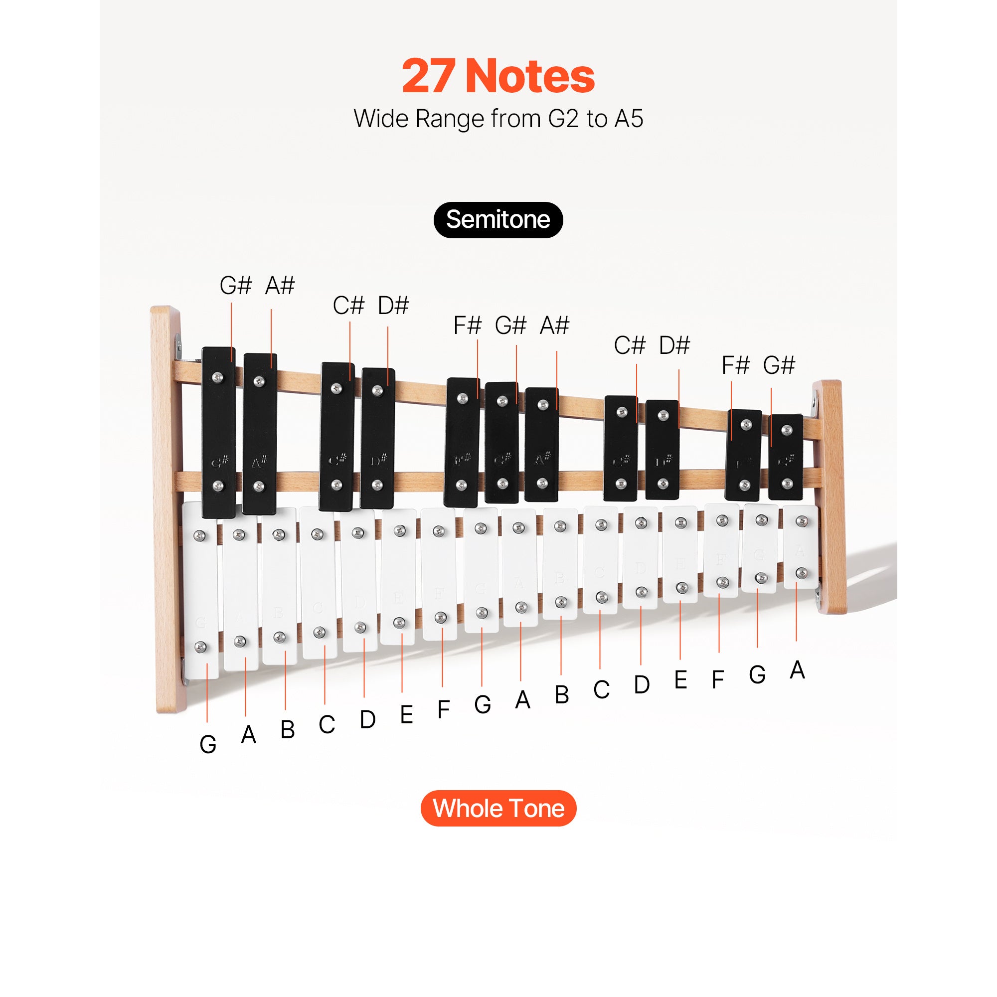 Glockenspiel-Xylophon, 27 Töne für den Musikunterricht für Erwachsene und Kinder – Detailansicht 2