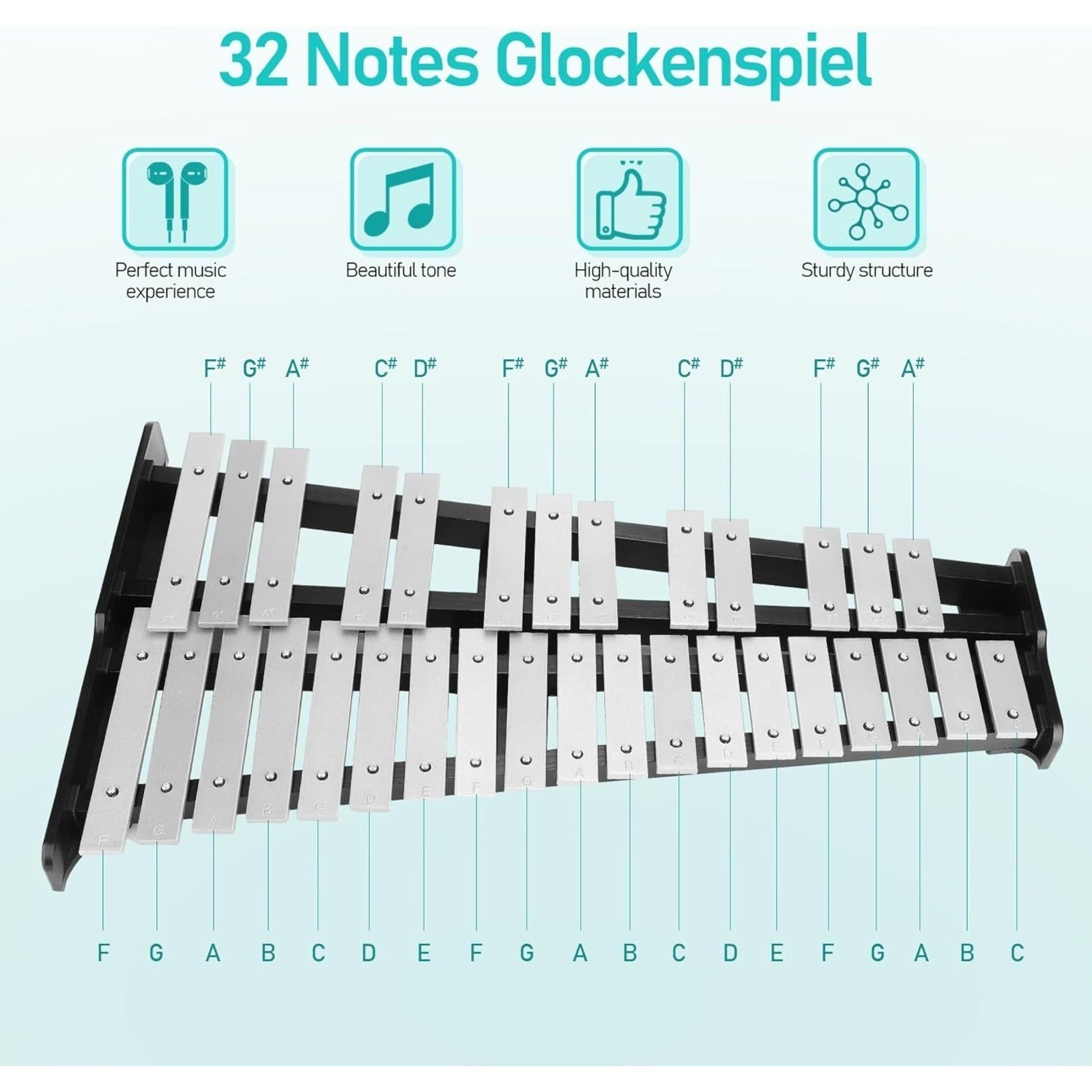 Glockenspiel-Xylophon, Aluminium für Anfänger und Alltag – Detailansicht 4