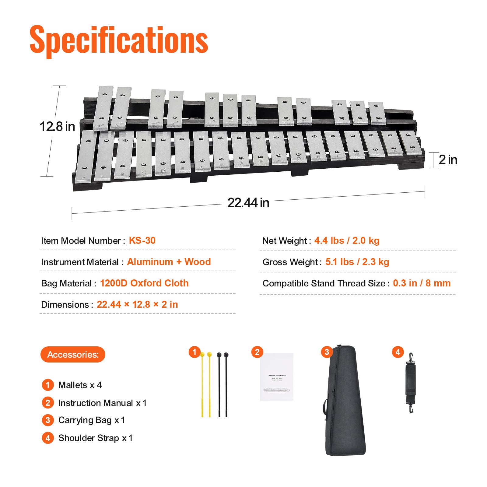 Glockenspiel-Xylophon, Silber für Alltag und Zuhause – Detailansicht 8