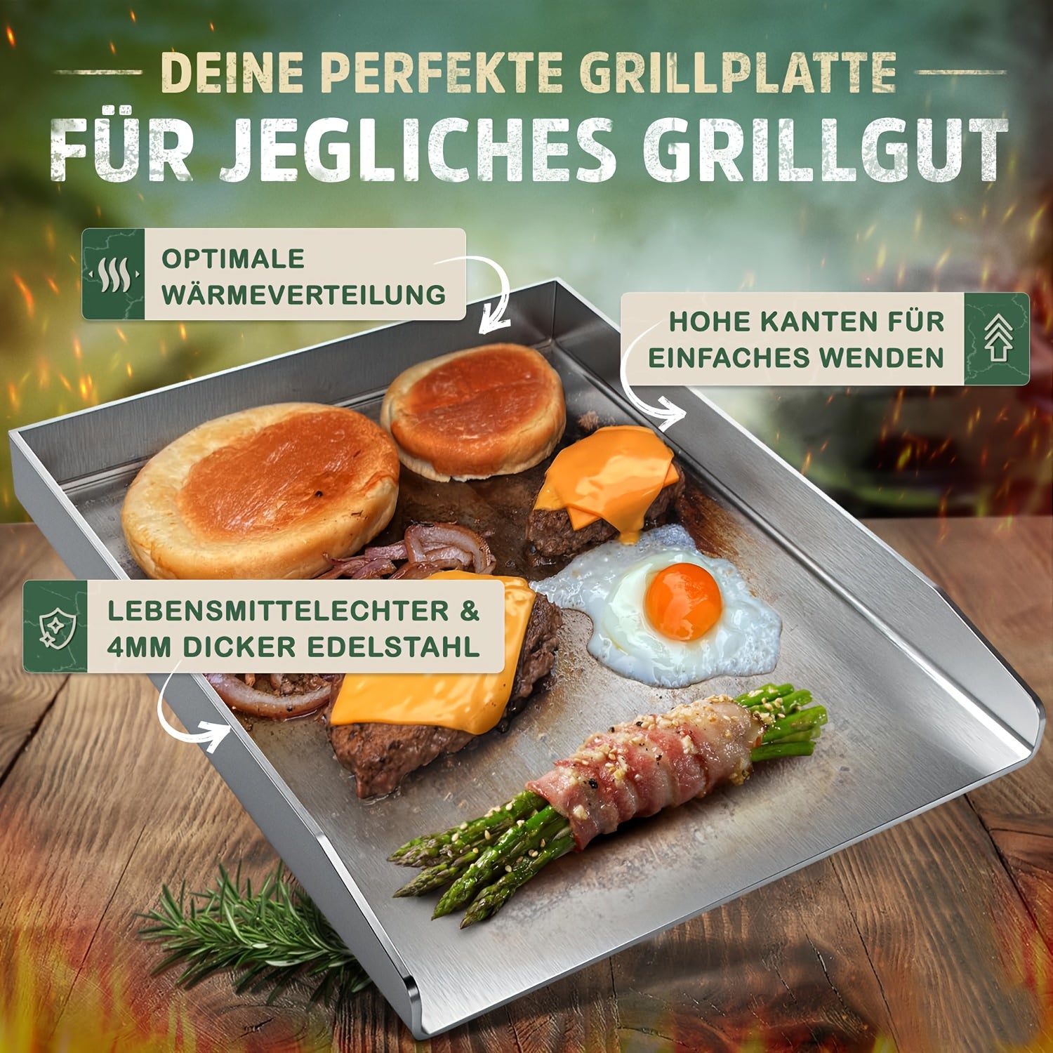 Grillpfannen & -aufsätze, Edelstahl für Innen und Außenbereich – Detailansicht 3