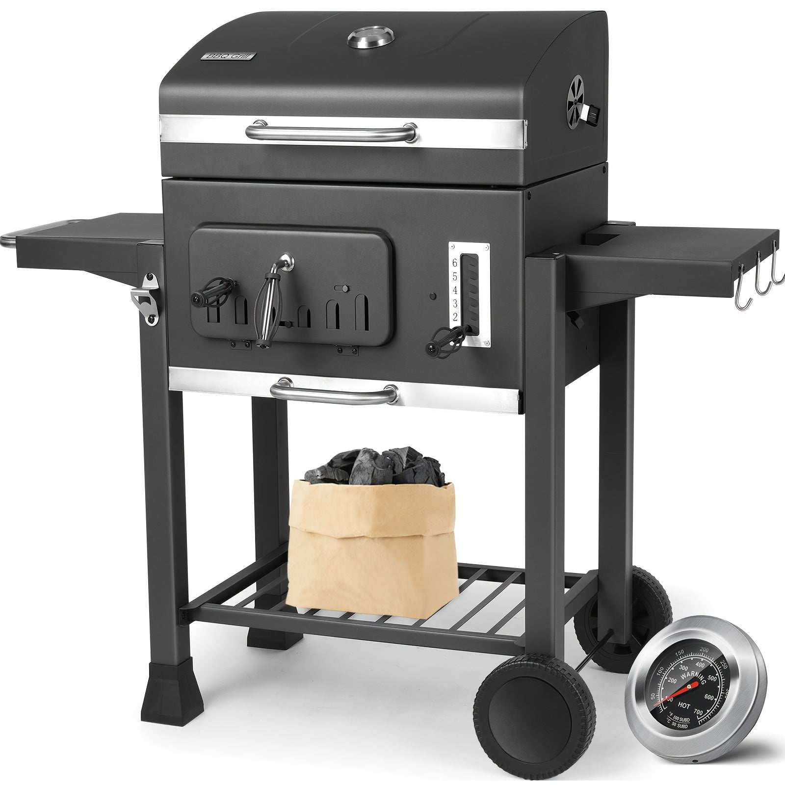 Grillwagen XXL, Schwarz für Garten und Terrasse – Detailansicht 3